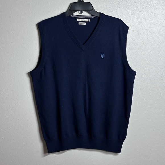 Peter Millar Merino Wool Navy Sweater Vest Men’s Size Large - Picture 1 of 6